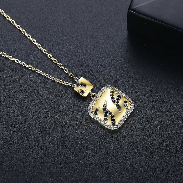 Women's Geometric Copper Zircon Pendant Necklace With Electroplated Finish And O Chain Fashion Jewelry
