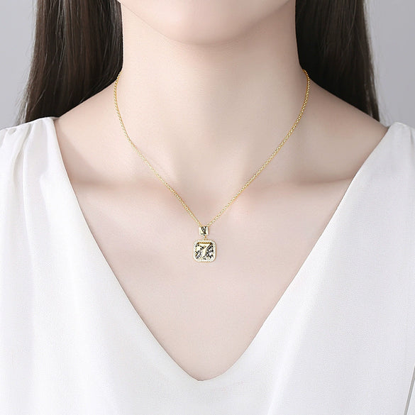 Women's Geometric Copper Zircon Pendant Necklace With Electroplated Finish And O Chain Fashion Jewelry