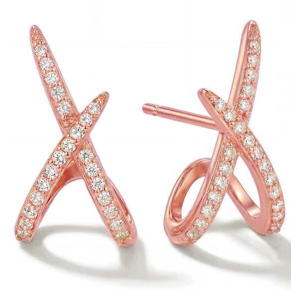 Women's Geometric Copper Zircon Stud Earrings With Electroplated Finish Simple Fashion Commuter Style Daily Wear Earrings