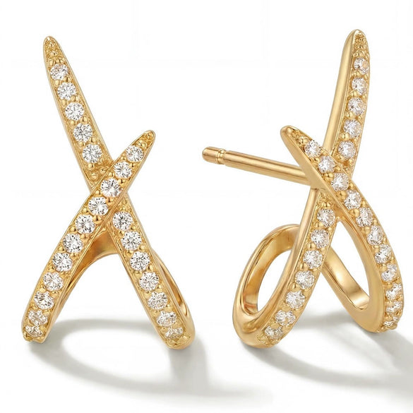 Women's Geometric Copper Zircon Stud Earrings With Electroplated Finish Simple Fashion Commuter Style Daily Wear Earrings