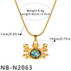 Women's Geometric Crab Pendant Necklace Stainless Steel With Shell Inlay And Gold Plated Finish Elegant Fashion Jewelry