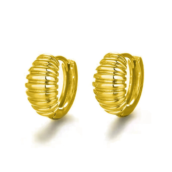 Women's Geometric Croissant Threaded Earrings With Silver Needle And Copper Electroplated Retro Street Style