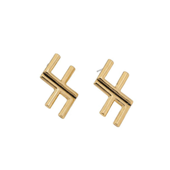 Women's Geometric Cross Design Alloy Earrings With Electroplated Finish And Steel Ear Posts