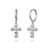 Women's Geometric Cross Earrings With Silver Needle And Copper Round Zircon Electroplated Fashion Jewelry
