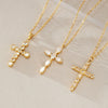 Women's Geometric Cross Pendant Necklace In Stainless Steel With Pvd Vacuum Gold Plating And Lobster Clasp