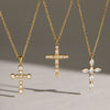 Women's Geometric Cross Pendant Necklace In Stainless Steel With Pvd Vacuum Gold Plating And Lobster Clasp