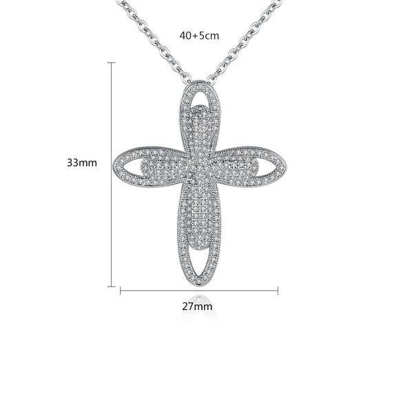 Women's Geometric Cross Pendant Necklace With Copper And Zircon Inlay Electroplated Fashion Jewelry