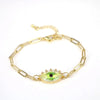 Women's Geometric Crystal Evil Eye Bracelet In Electroplated Copper With Exaggerated Personality Chain Design