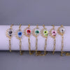 Women's Geometric Crystal Evil Eye Bracelet In Electroplated Copper With Exaggerated Personality Chain Design