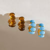 Women's Geometric Cshaped Blue Turquoise Resin Stud Earrings In Stainless Steel With Pvd Gold Plated Finish