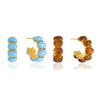 Women's Geometric Cshaped Blue Turquoise Resin Stud Earrings In Stainless Steel With Pvd Gold Plated Finish