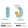 Women's Geometric Cshaped Blue Turquoise Resin Stud Earrings In Stainless Steel With Pvd Gold Plated Finish