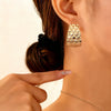 Women's Geometric Cshaped Iron Hoop Earrings With Electroplated Finish Exaggerated Wide Retro Statement Design
