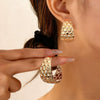 Women's Geometric Cshaped Iron Hoop Earrings With Electroplated Finish Exaggerated Wide Retro Statement Design