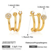 Women's Geometric Cshaped Multilayer Hollow Stud Earrings In Stainless Steel With Pvd Vacuum Gold Plating