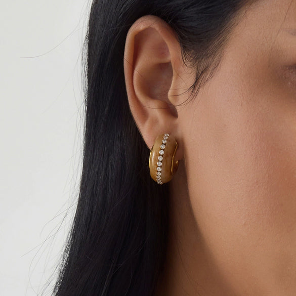 Women's Geometric Cshaped Stainless Steel Earrings With Plated Finish Sophisticated And Elegant Wholesale Jewelry