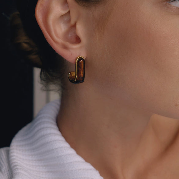 Women's Geometric Cshaped Stainless Steel Earrings With Pvd Vacuum Gold Plating Sophisticated Elegant Fashion Jewelry