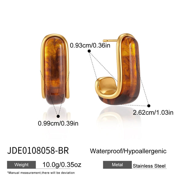 Women's Geometric Cshaped Stainless Steel Earrings With Pvd Vacuum Gold Plating Sophisticated Elegant Fashion Jewelry