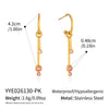Women's Geometric Cshaped Tassel Earrings With Cubic Zirconia Stainless Steel Ear Posts And Pvd Gold Plating