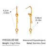 Women's Geometric Cshaped Tassel Earrings With Cubic Zirconia Stainless Steel Ear Posts And Pvd Gold Plating