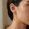 Women's Geometric Cshaped Tassel Earrings With Cubic Zirconia Stainless Steel Ear Posts And Pvd Gold Plating
