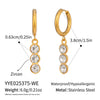 Women's Geometric Cubic Zirconia Necklace And Earring Set In Stainless Steel With 18K Gold Pvd Plating