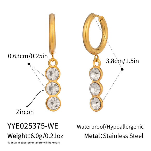 Women's Geometric Cubic Zirconia Necklace And Earring Set In Stainless Steel With 18K Gold Pvd Plating