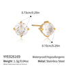 Women's Geometric Cubic Zirconia Necklace And Earring Set In Stainless Steel With 18K Gold Pvd Plating