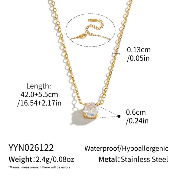 Women's Geometric Cubic Zirconia Necklace And Earring Set In Stainless Steel With 18K Gold Pvd Plating