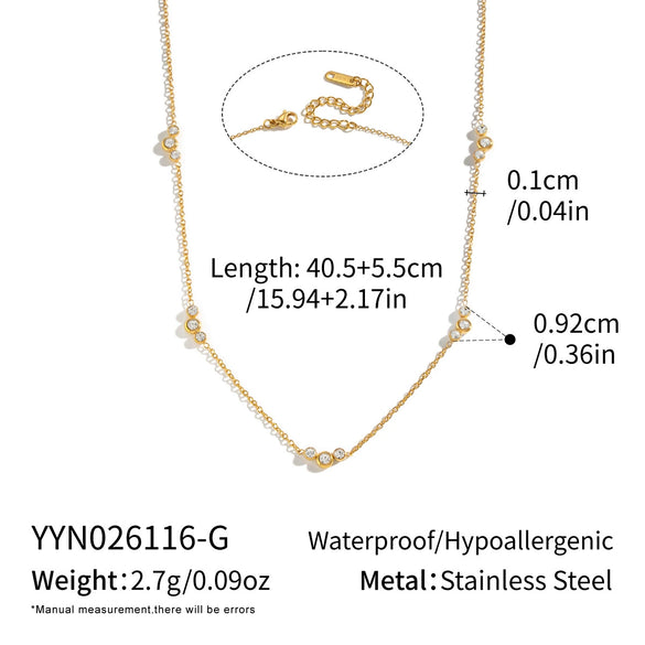 Women's Geometric Cubic Zirconia Pendant Necklace In Gold Plated Stainless Steel With Ochain And Lobster Clasp
