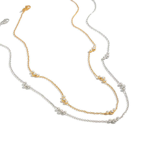 Women's Geometric Cubic Zirconia Pendant Necklace In Gold Plated Stainless Steel With Ochain And Lobster Clasp