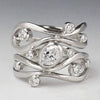 Women's Geometric Curve Zircon Ring Copper Platinum Plated Micro Inlay Jewelry