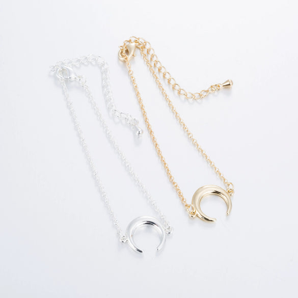 Women's Geometric Curved Moon Bracelet In Copper With Simple Cartoon Inspired Design
