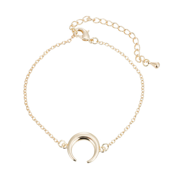 Women's Geometric Curved Moon Bracelet In Copper With Simple Cartoon Inspired Design