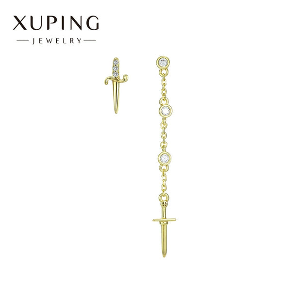 Women's Geometric Dagger Cross Alloy Drop Earrings With Electroplated Finish And Sweet Cool Style