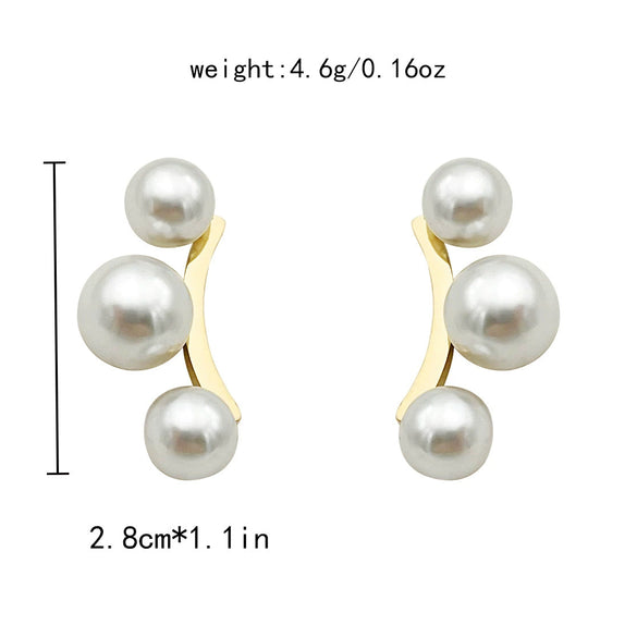 Women's Geometric Design Highgloss Pearl Stainless Steel Electroplated Earrings