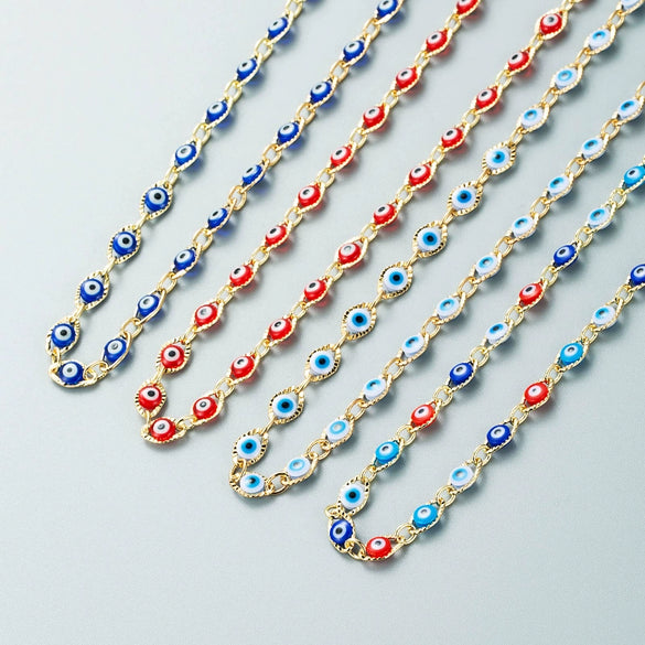 Women's Geometric Devil's Eye Necklace With Zircon Pendant Copper Snake Chain And Microsetting Detail