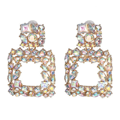 Womens Geometric Rhinestone Alloy Earrings Nhjj124315