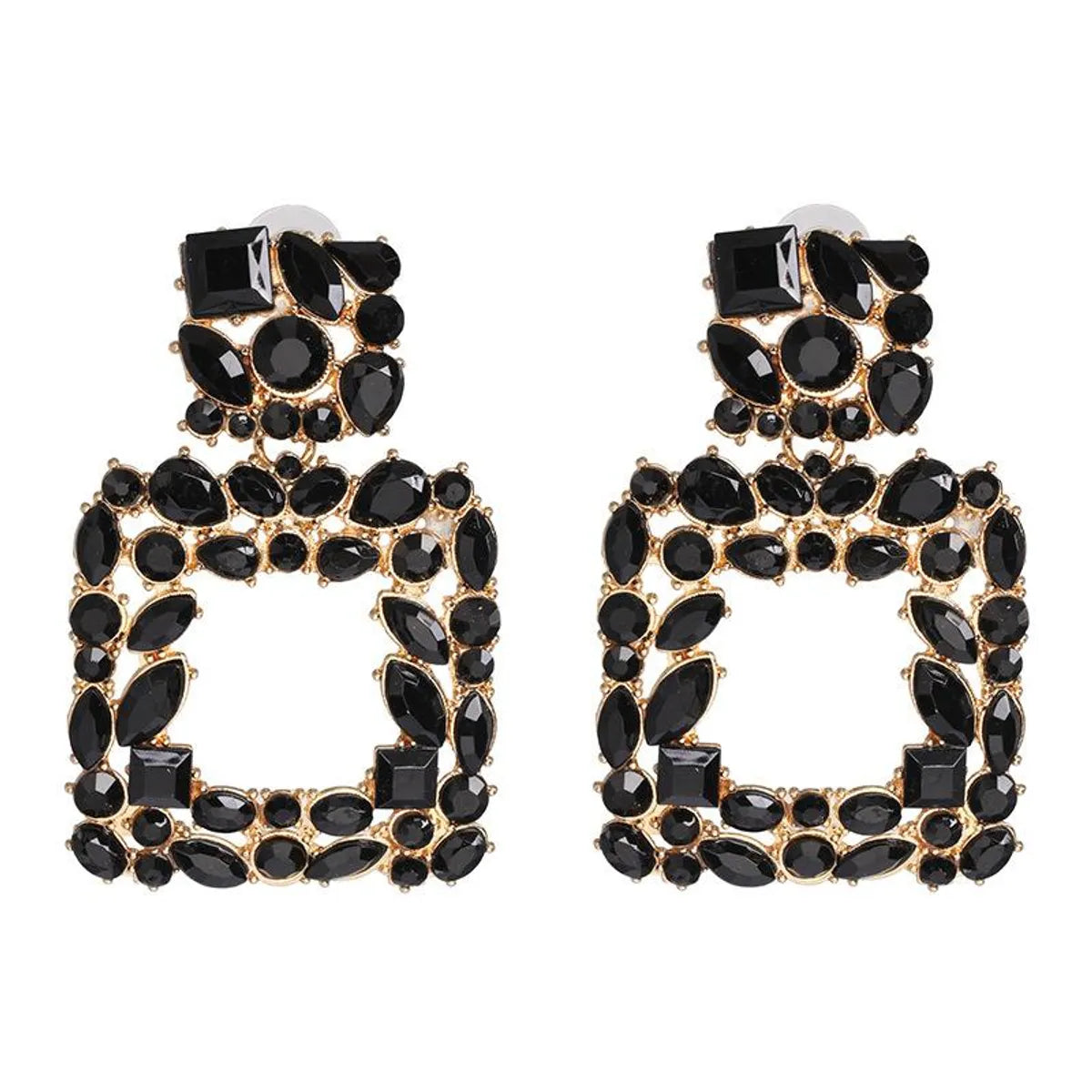 Womens Geometric Rhinestone Alloy Earrings Nhjj124315