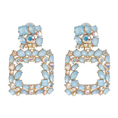 Womens Geometric Rhinestone Alloy Earrings Nhjj124315