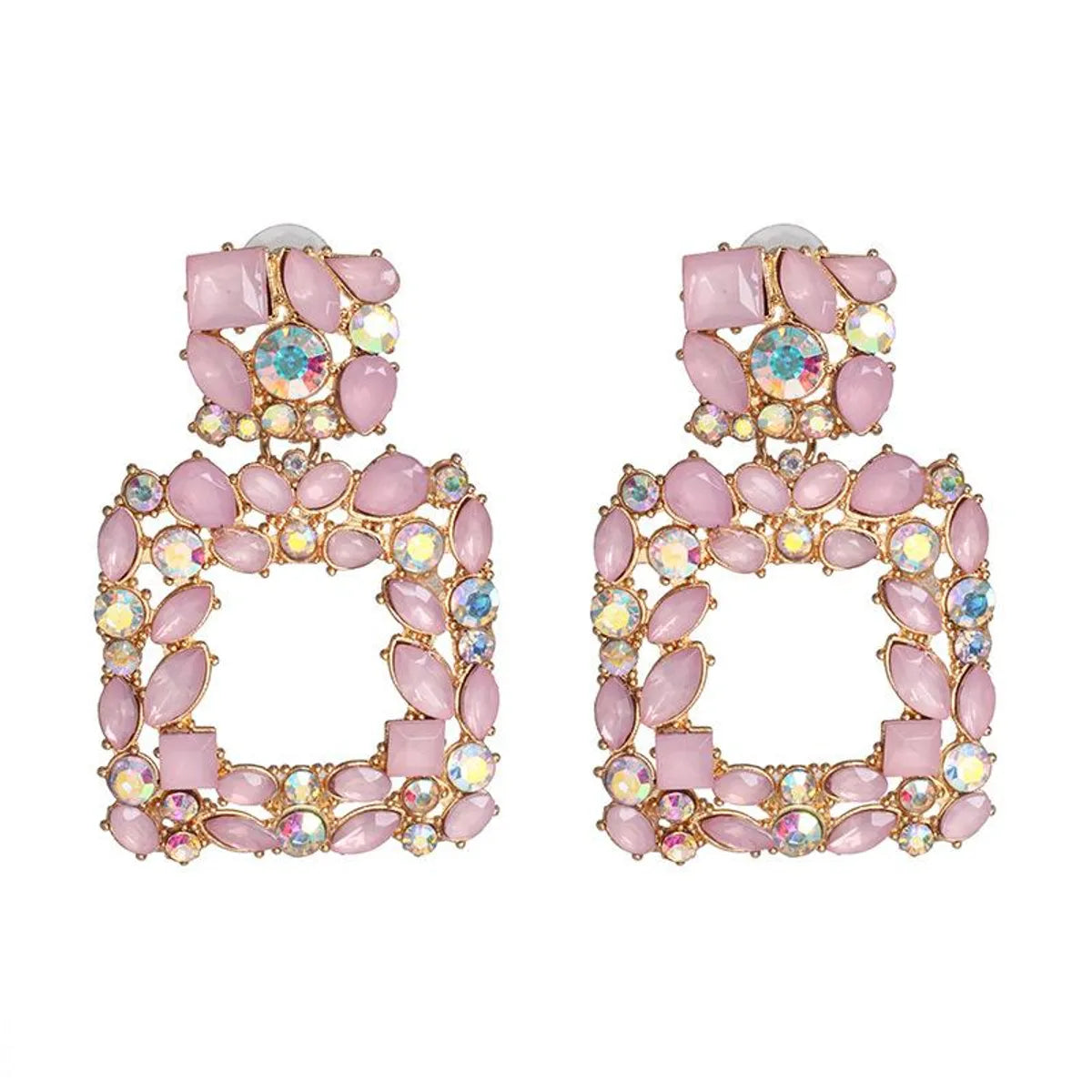 Womens Geometric Rhinestone Alloy Earrings Nhjj124315