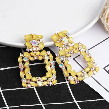 Womens Geometric Rhinestone Alloy Earrings Nhjj124315