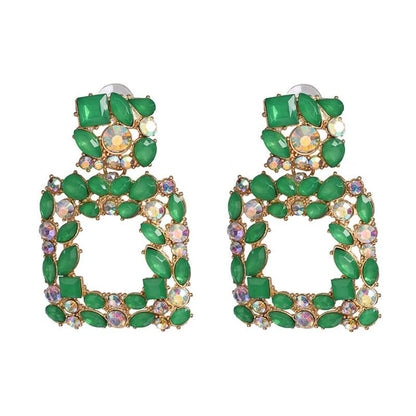 Womens Geometric Rhinestone Alloy Earrings Nhjj124315