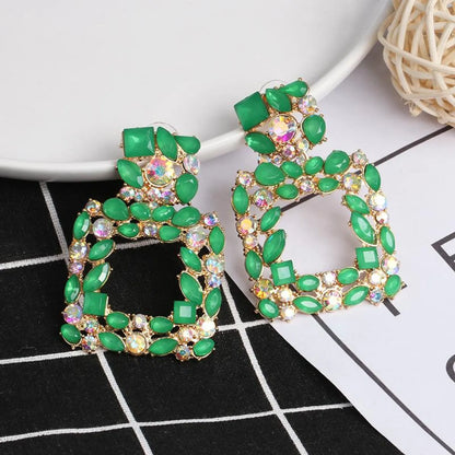 Womens Geometric Rhinestone Alloy Earrings Nhjj124315