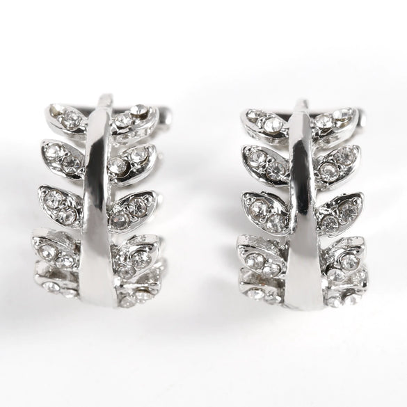 Women's Geometric Diamond Earrings In Electroplated Alloy With A Curved Statement Design For Fashion Jewelry Collections