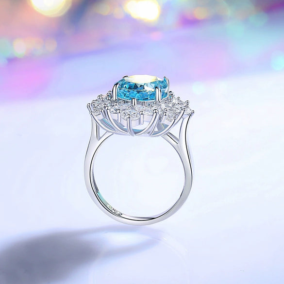 Women's Geometric Diamond 925 Silver Ring