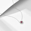 Women's Geometric Diamond 925 Silver Square Hollow Pendant Cross Chain Zircon Ruby Necklace