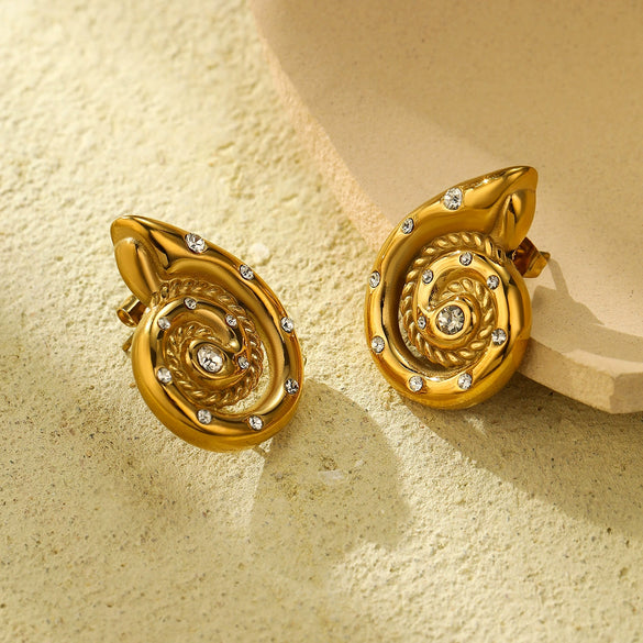 Women's Geometric Diamondencrusted Titanium Steel Electroplated Earrings Fashionable Light Luxury Nonfading