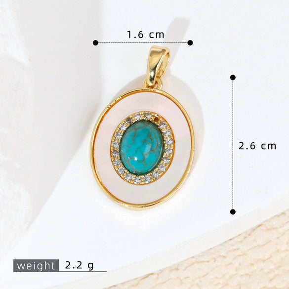 Women's Geometric Diamondencrusted White Shell Abalone Shell Necklace Pendant Jewelry Accessories Electroplated Simple Style