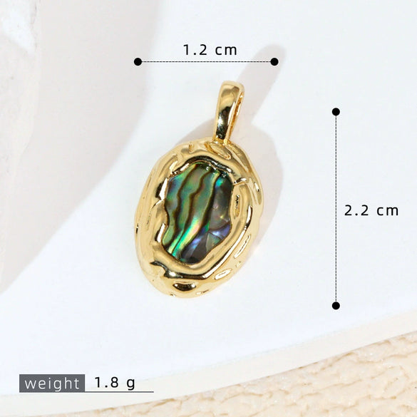 Women's Geometric Diamondencrusted White Shell Abalone Shell Necklace Pendant Jewelry Accessories Electroplated Simple Style